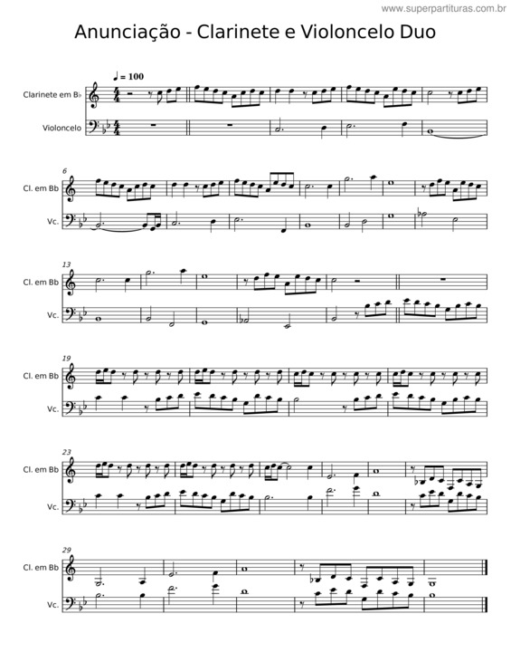 Partitura da música Anunciação v.28