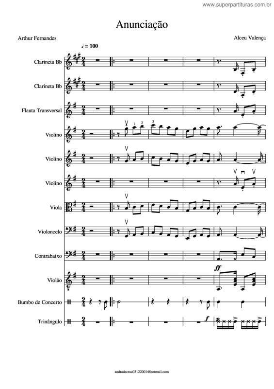 Partitura da música Anunciação v.3