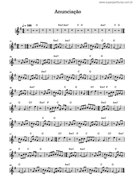 Partitura da música Anunciacao v.31