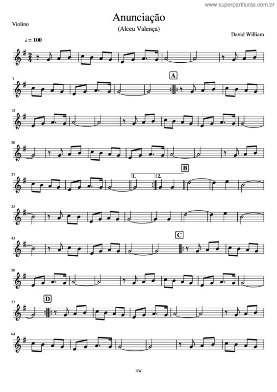 Partitura da música Anunciação v.4