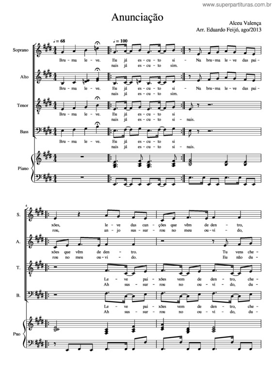 Partitura da música Anunciação v.5