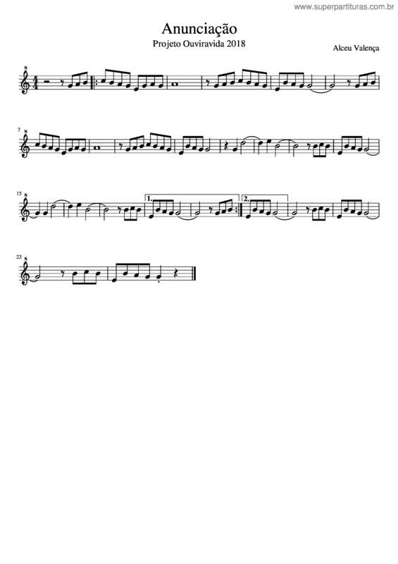 Partitura da música Anunciação v.6