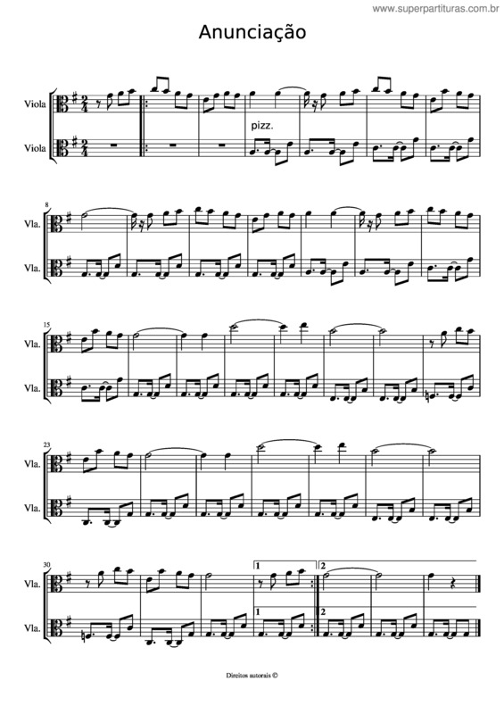 Partitura da música Anunciação v.7