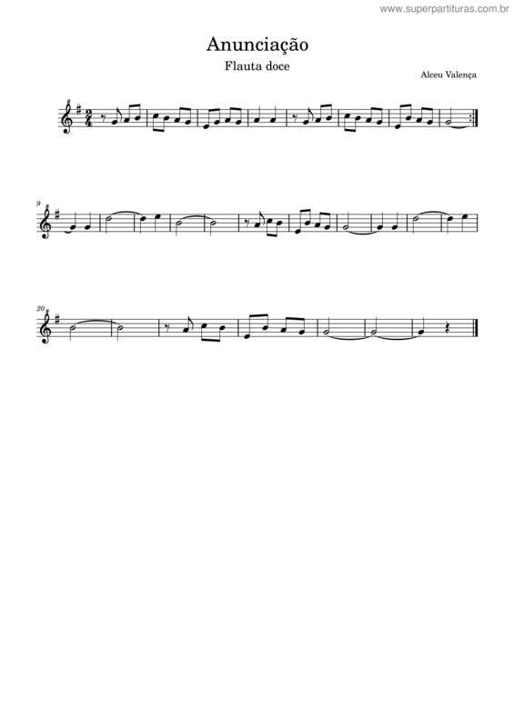 Partitura da música Anunciação_Flautadoce