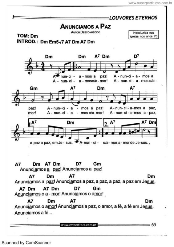 Partitura da música Anunciamos A Paz
