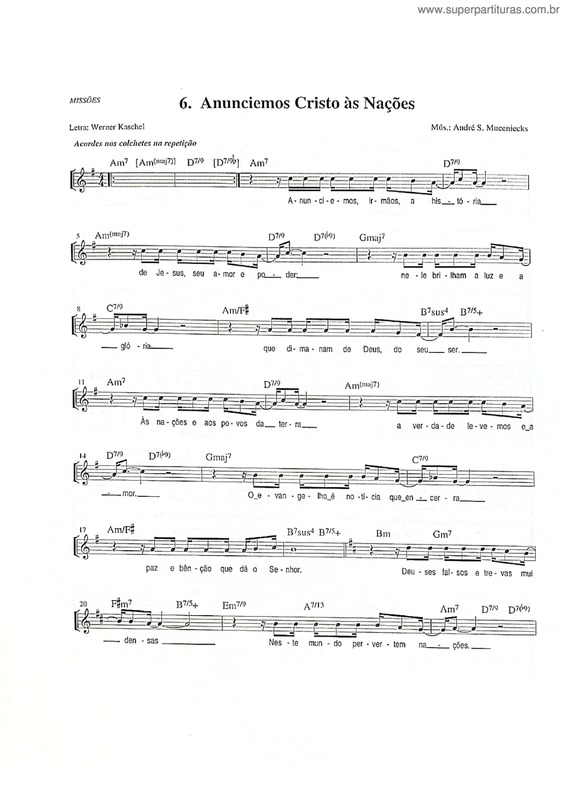 Partitura da música Anunciamos Cristo Às Nações