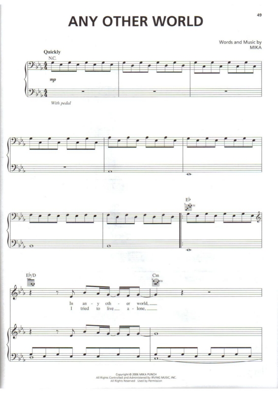 Partitura da música Any Other World