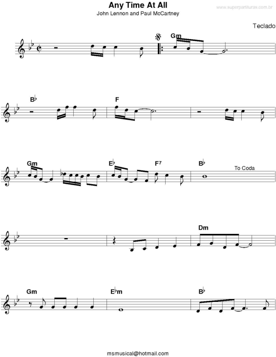 Partitura da música Any Time At All v.2