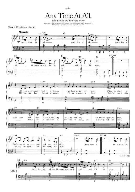 Partitura da música Any Time At All v.5