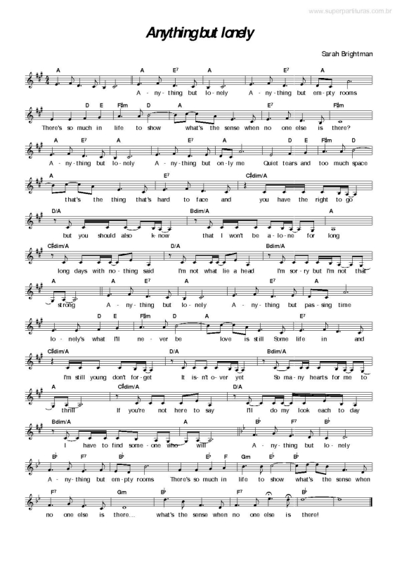 Partitura da música Anything But Lonely