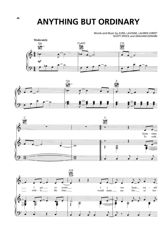 Partitura da música Anything But Ordinary v.2