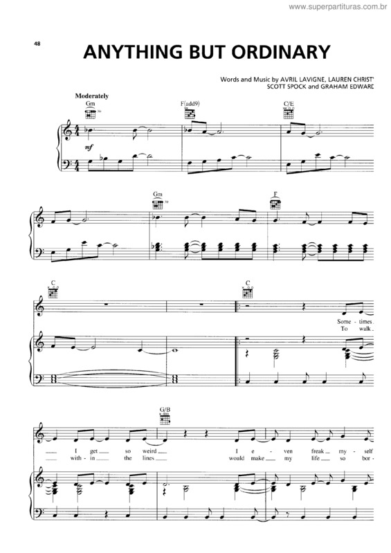 Partitura da música Anything But Ordinary v.3