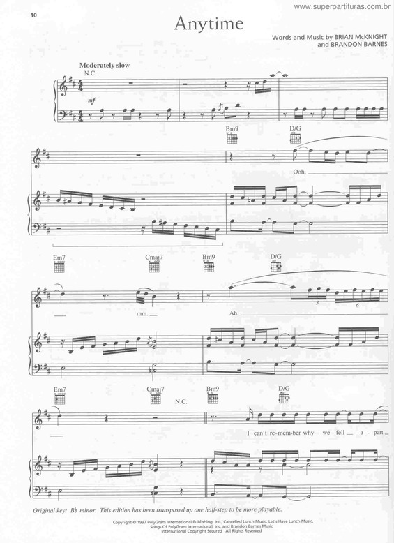 Partitura da música Anytime v.2