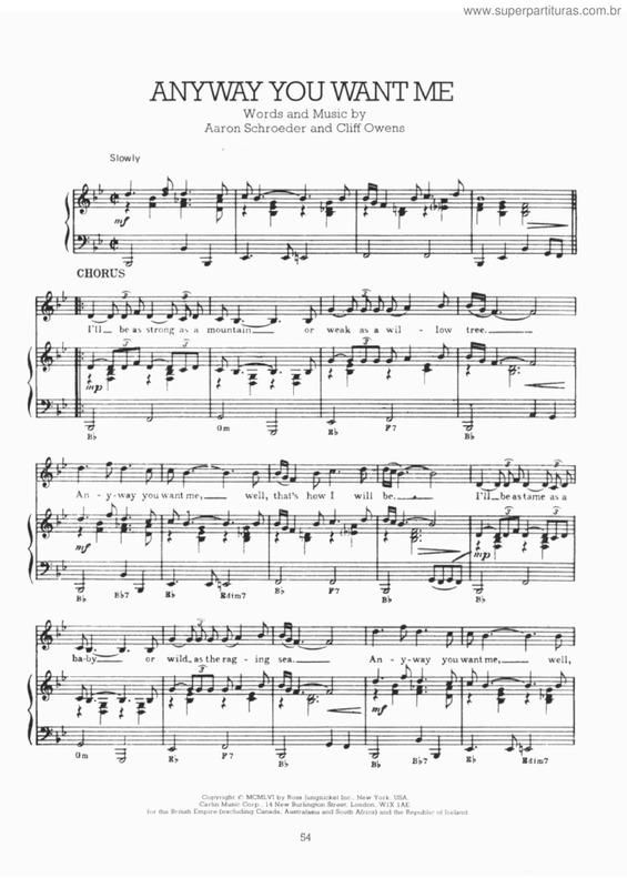 Partitura da música Anyway you wnat me