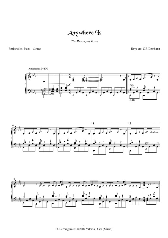 Partitura da música Anywhere Is v.2