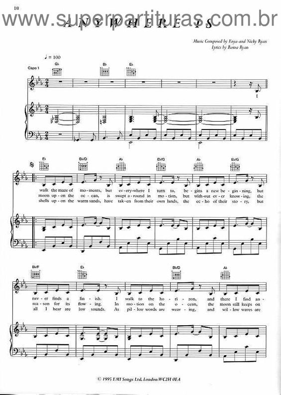 Partitura da música Anywhere Is