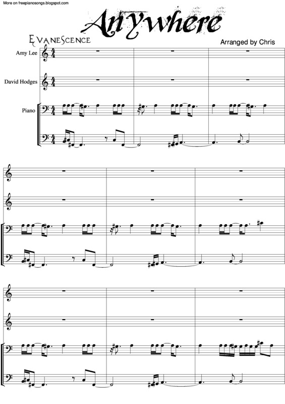 Partitura da música Anywhere v.2