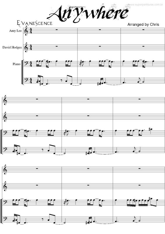 Partitura da música Anywhere