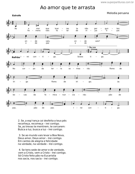 Partitura da música Ao Amor Que Te Arrasta