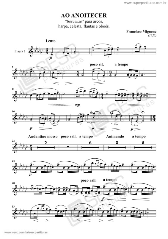 Partitura da música Ao anoitecer v.2