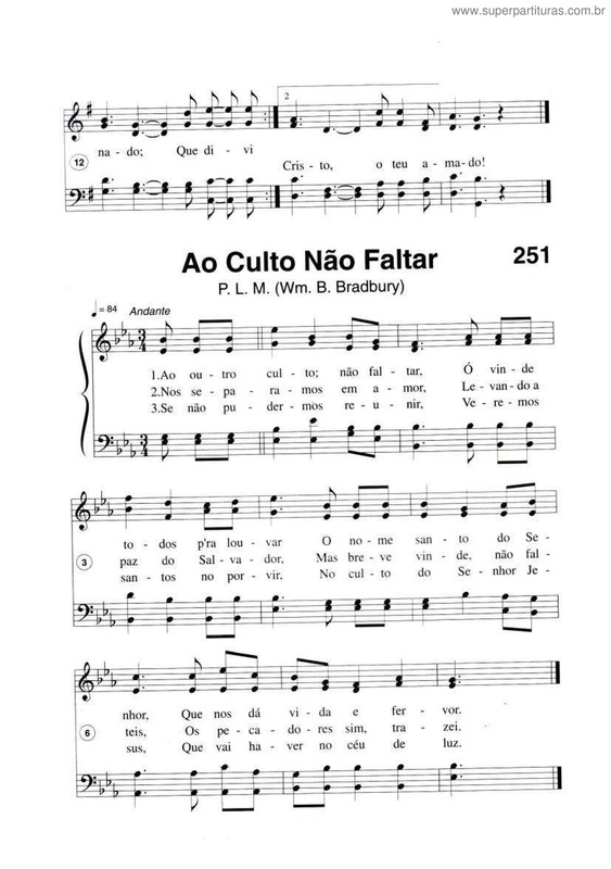 Partitura da música Ao Culto Não Faltar