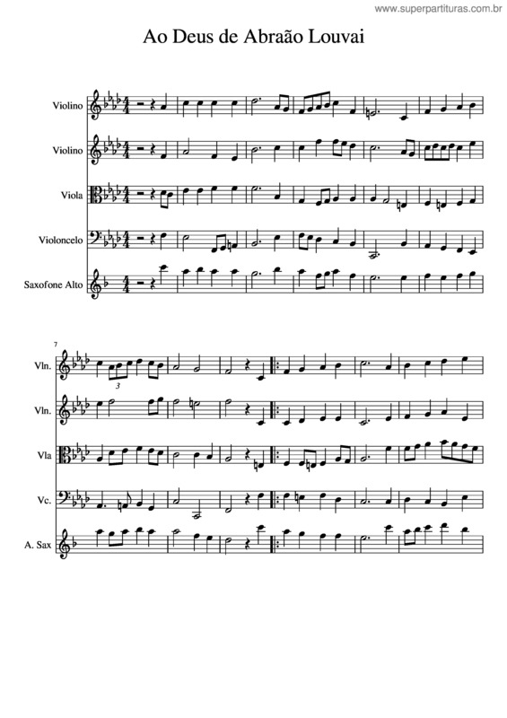 Partitura da música Ao Deus De Abraa O Louvai