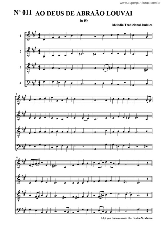 Partitura da música Ao Deus De Abraão Louvai v.3