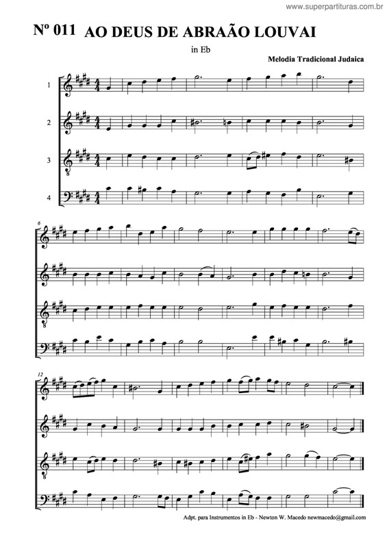 Partitura da música Ao Deus De Abraão Louvai v.4