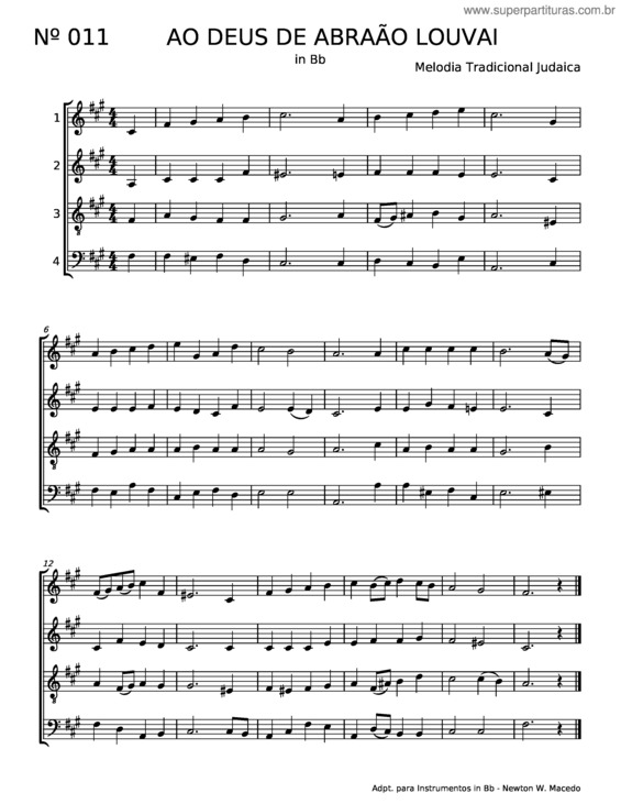 Partitura da música Ao Deus De Abraão Louvai v.6
