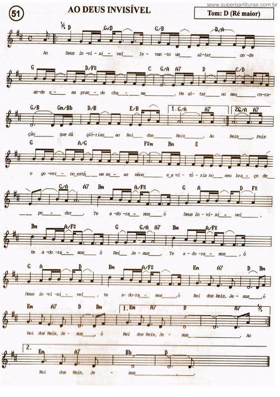 Partitura da música Ao Deus Invisível