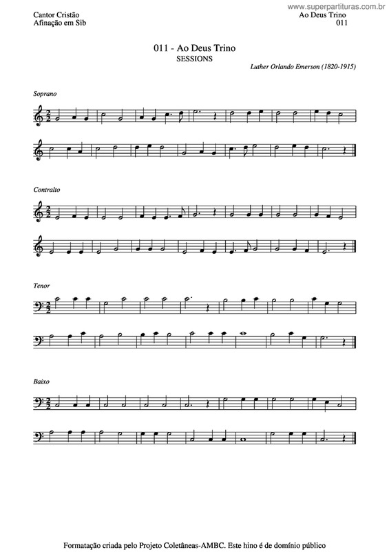 Partitura da música Ao Deus Trino v.3