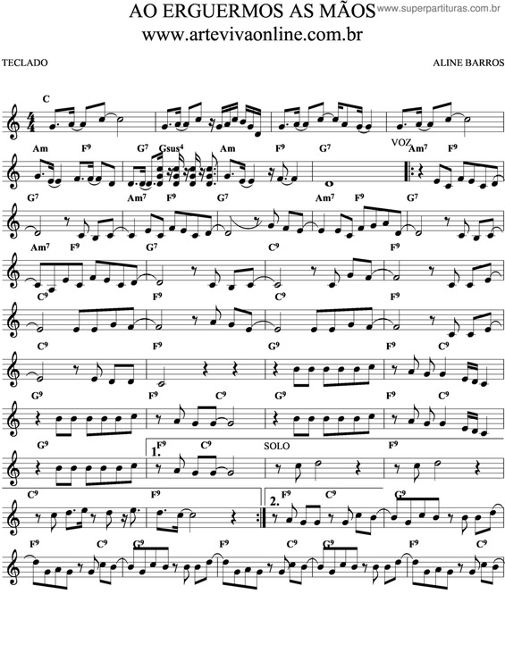 Partitura da música Ao Erguermos As Mãos v.2