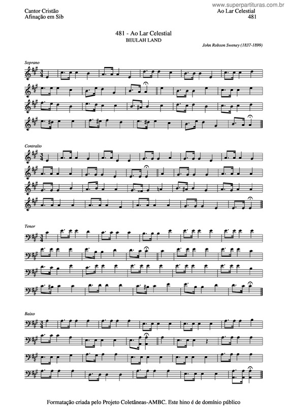 Partitura da música Ao Lar Celestial v.3