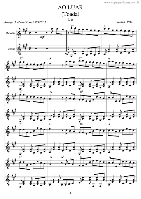 Partitura da música Ao Luar v.2