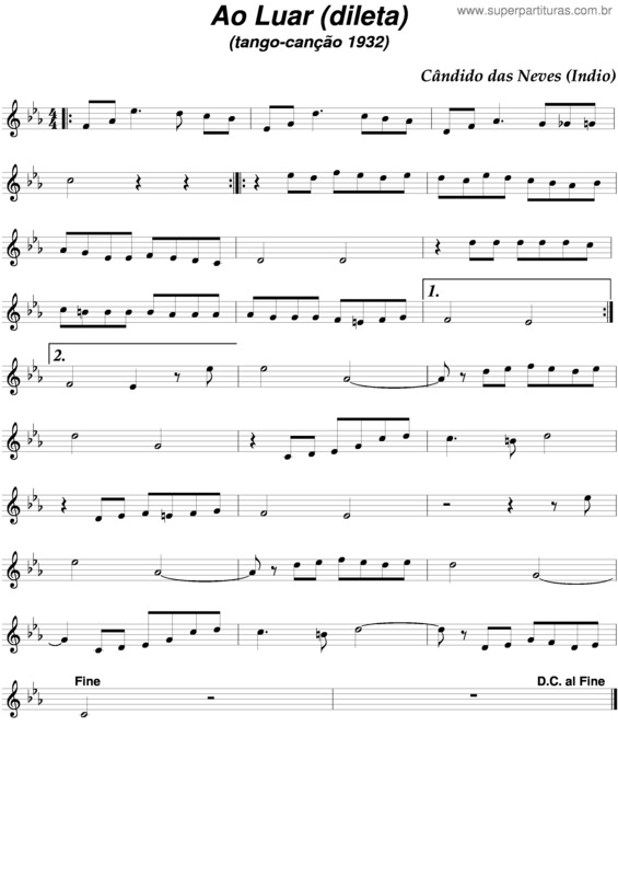 Partitura da música Ao Luar