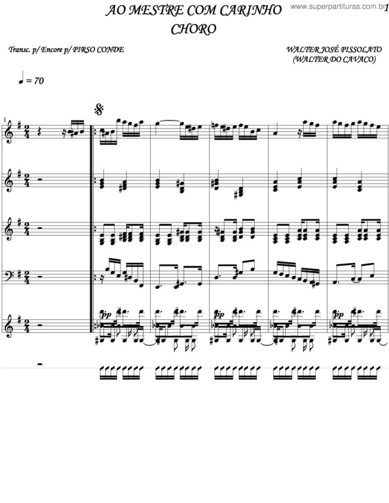 Partitura da música Ao Mestre Com Carinho v.3