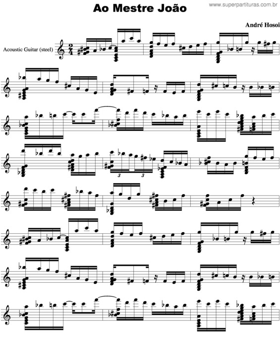 Partitura da música Ao Mestre João