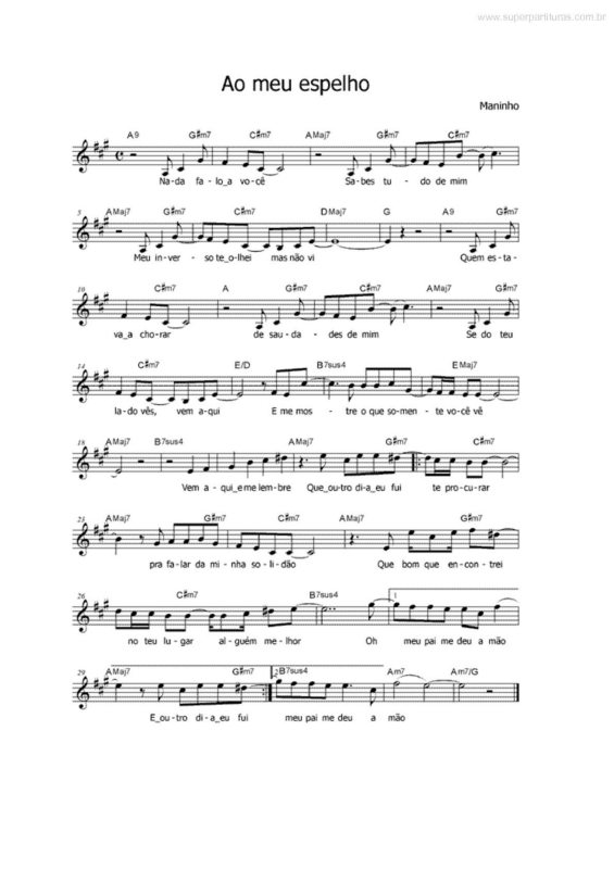 Partitura da música Ao Meu Espelho