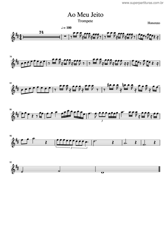 Partitura da música Ao Meu Jeito Trompete