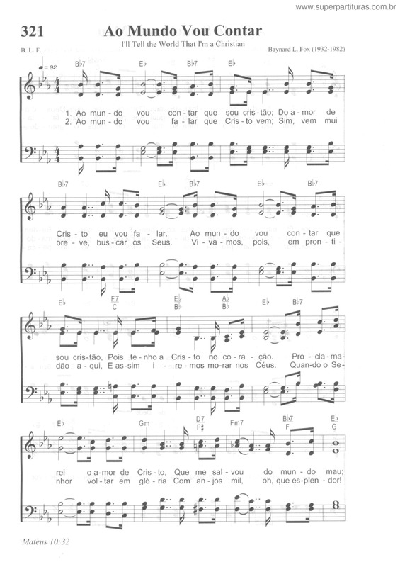 Partitura da música Ao Mundo Vou Contar