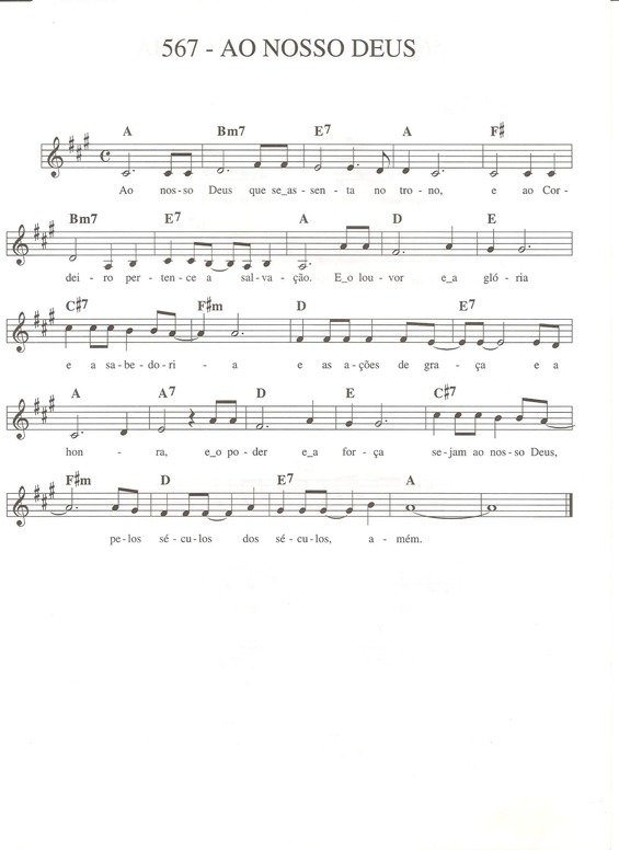 Partitura da música Ao Nosso Deus