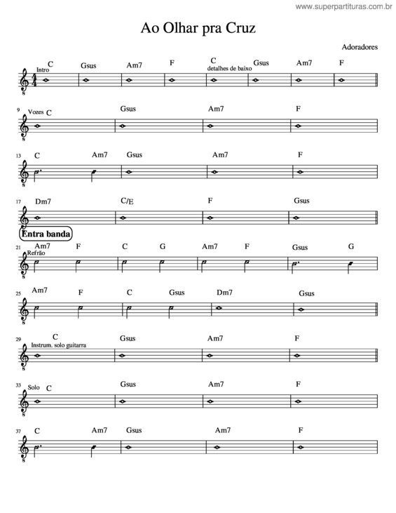 Partitura da música Ao Olhar Pra Cruz