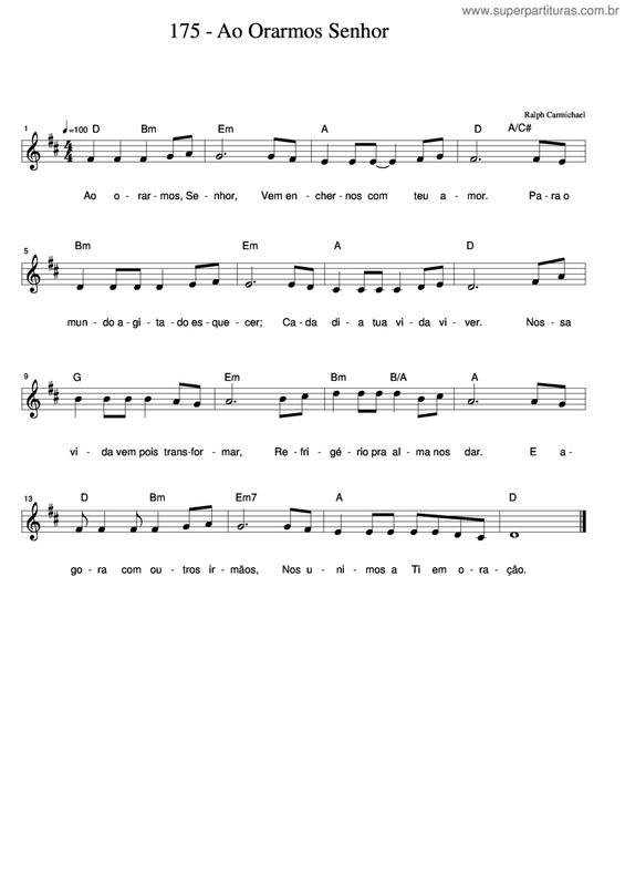 Partitura da música Ao Orarmos Senhor v.2