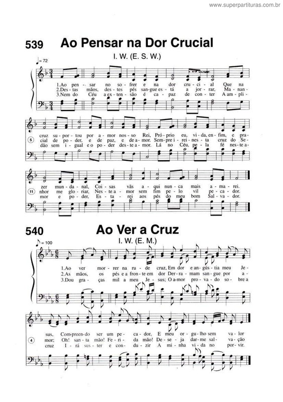 Partitura da música Ao Pensar Na Dor Crucial E Ao Ver A Cruz