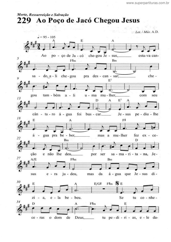 Partitura da música Ao Poço De Jacó Chegou Jesus