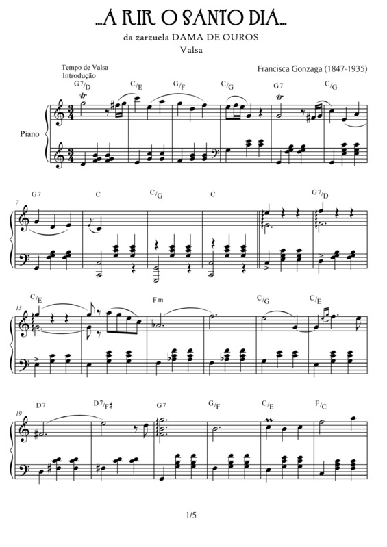 Partitura da música Ao Rir o Santo Dia