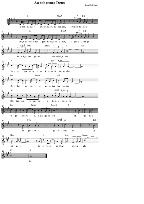 Partitura da música Ao Soberano Deus v.2