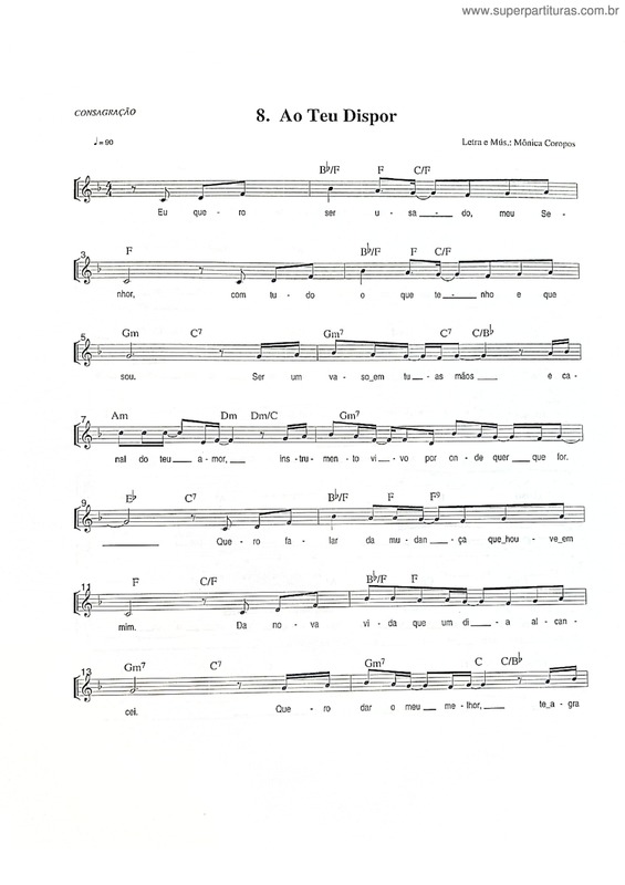 Partitura da música Ao Teu Dispor