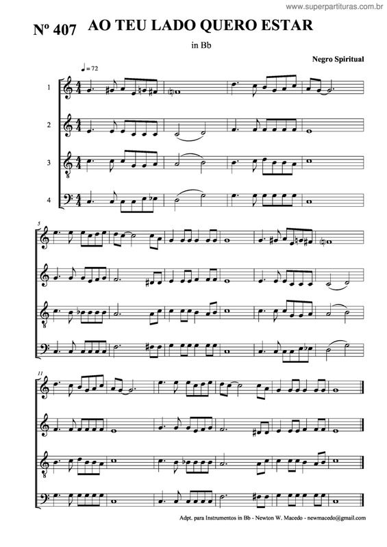 Partitura da música Ao Teu Lado Quero Estar