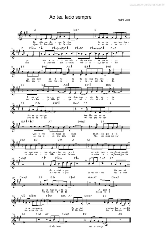 Partitura da música Ao Teu Lado Sempre